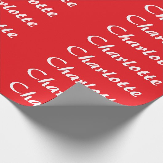 Red White Script Elegant Minimalistisch Moderner N Geschenkpapier (Ecke)