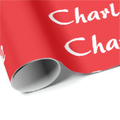 Red White Script Elegant Minimalistisch Moderner N Geschenkpapier (Rolleneckpunkt)