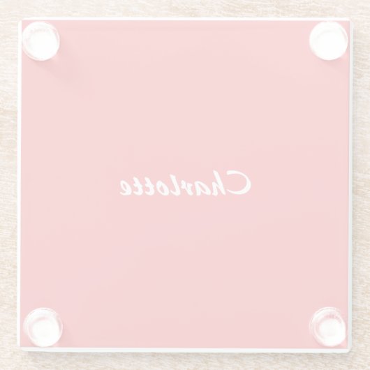 Red White Script Elegant Minimalistisch Moderner N Glasuntersetzer (Rückseite)