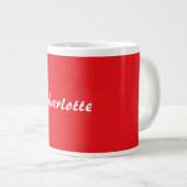 Red White Script Elegant Minimalistisch Moderner N Jumbo-Tasse (Vorderseite Rechts)