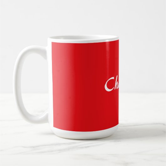 Red White Script Elegant Minimalistisch Moderner N Kaffeetasse (Links)