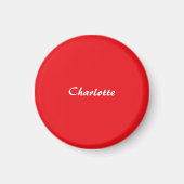 Red White Script Elegant Minimalistisch Moderner N Magnet (Vorne)