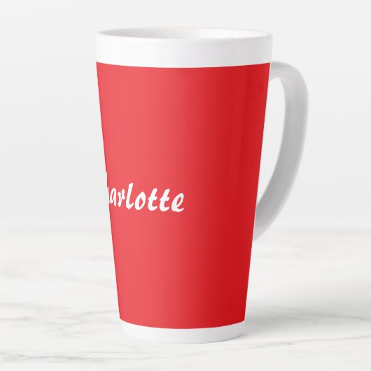 Red White Script Elegant Minimalistisch Moderner N Milchtasse (Rechte Ecke)