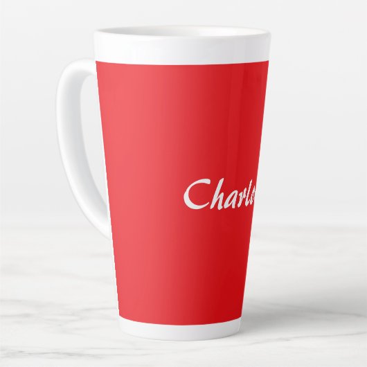 Red White Script Elegant Minimalistisch Moderner N Milchtasse (Linke Ecke)