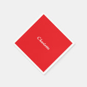 Red White Script Elegant Minimalistisch Moderner N Serviette (Ecke)