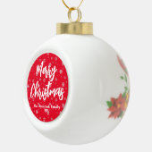 Red White Script Keepake Moderne frohe Weihnachten Keramik Kugel-Ornament (Rechts)