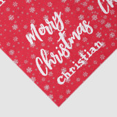 Red & White Script Trendy Modern Frohe Weihnachten Seidenpapier (Detail)