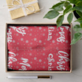 Red & White Script Trendy Modern Frohe Weihnachten Seidenpapier (Geschenk)