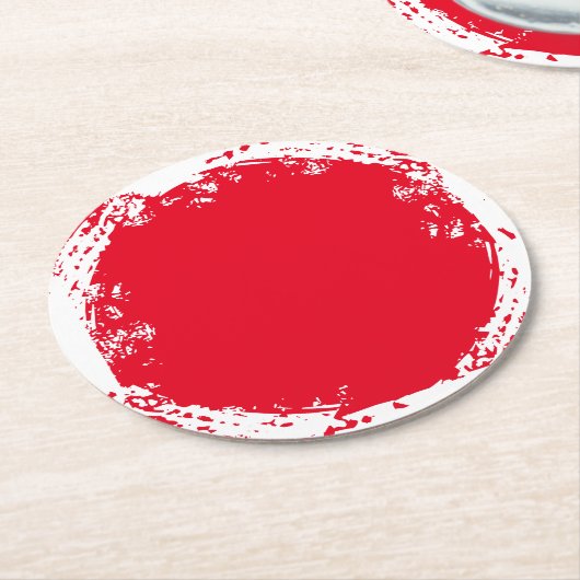 Red & White Scruff Round-Untersetzer Runder Pappuntersetzer (Angewinkelt)