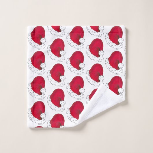 Red White Secret Santa Claus Hat Weihnachtsfeierta Badhandtuch Set (Waschlappen)