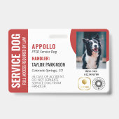 Red White Service Dog 2 Logos & Foto ID Ausweis (Vorderseite)