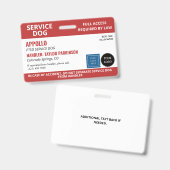 Red White Service Dog 2 Logos Keine Foto-ID Ausweis (Vorder- & Rückseite)