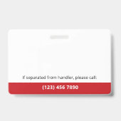 Red White Service Dog Foto ID QR Code Ausweis (Rückseite)