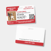 Red White Service Dog Foto ID QR Code Ausweis (Vorder- & Rückseite)