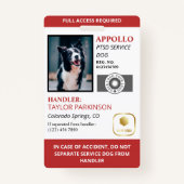 Red White Service Dog Logos & Foto ID Ausweis (Vorderseite)