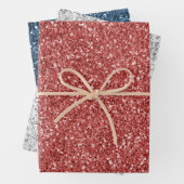 Red White Silver Blue Glitzer Geschenkpapier Set (Beispiel)