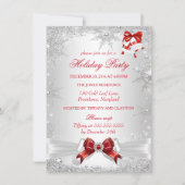 Red White Silver Winter Wonderland Holiday Party Einladung (Vorderseite)