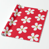Red White Simple Daisy Gold Geschenkpapier (Ungerollt)