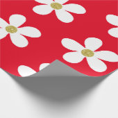 Red White Simple Daisy Gold Geschenkpapier (Ecke)