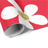 Red White Simple Daisy Gold Geschenkpapier (Rolleneckpunkt)