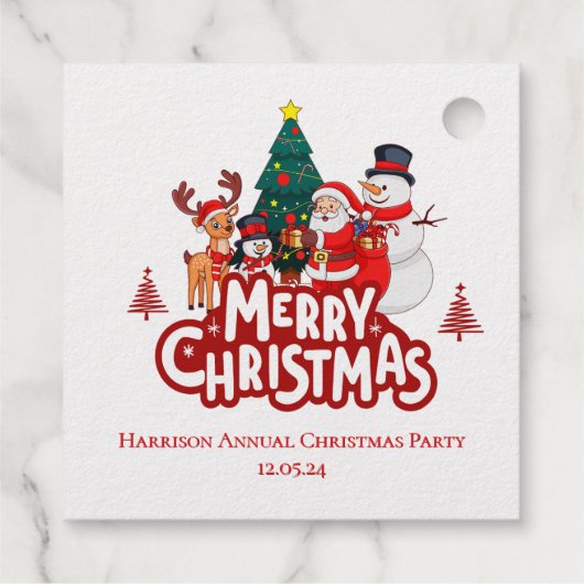 Red & White Simple Frohe Weihnachten Geschenkanhänger (Rückseite)