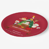 Red & White Simple Frohe Weihnachten Pappteller (Schrägansicht)