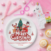 Red & White Simple Frohe Weihnachten Pappteller (Party)