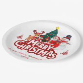 Red & White Simple Frohe Weihnachten Pappteller (Schrägansicht)