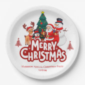 Red & White Simple Frohe Weihnachten Pappteller (Vorderseite)