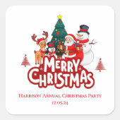 Red & White Simple Frohe Weihnachten Quadratischer Aufkleber (Vorderseite)