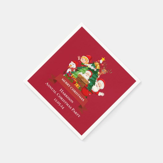 Red & White Simple Frohe Weihnachten Serviette (Ecke)