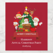 Red & White Simple Frohe Weihnachten Weinetikett (Einzelnes Label)