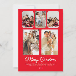 Red White Simple Frohe Weihnachtsfoto Collage Einladung