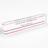 Red White Simple Legible Name Professionals Namensplakette