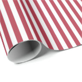 Red & White Simple Narrow Strip Weihnachtsmuster Geschenkpapier (Rolleneckpunkt)