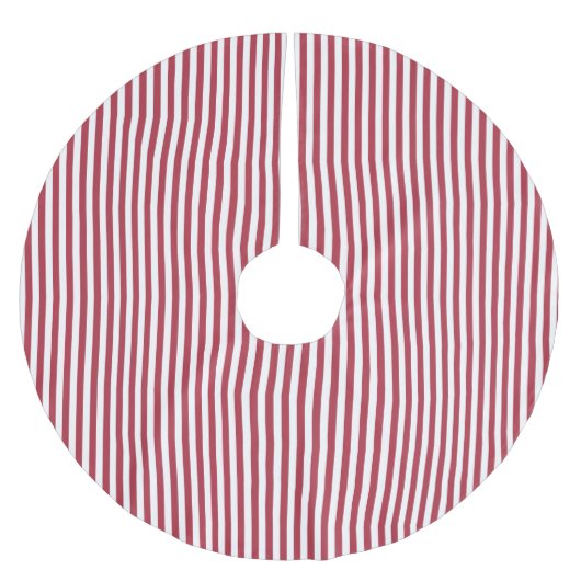 Red & White Simple Narrow Strip Weihnachtsmuster Polyester Weihnachtsbaumdecke (Vorderseite)