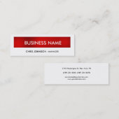 Red White Skinny Trendy Modern Business Card Mini Visitenkarte (Vorne/Hinten)