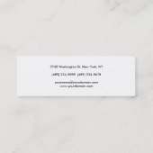 Red White Skinny Trendy Modern Business Card Mini Visitenkarte (Rückseite)