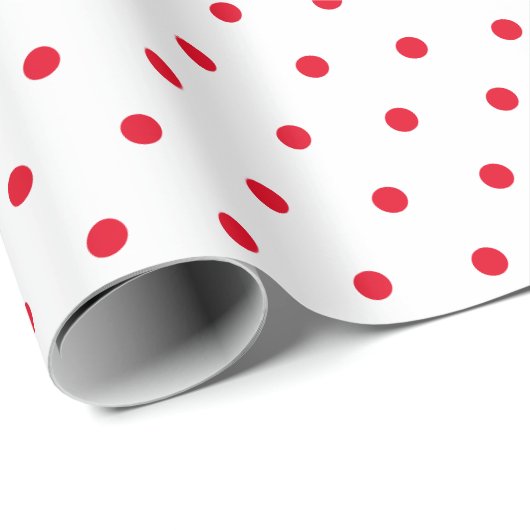 Red & White Small Polka Dot Party Weihnachtsgesche Geschenkpapier (Rolleneckpunkt)