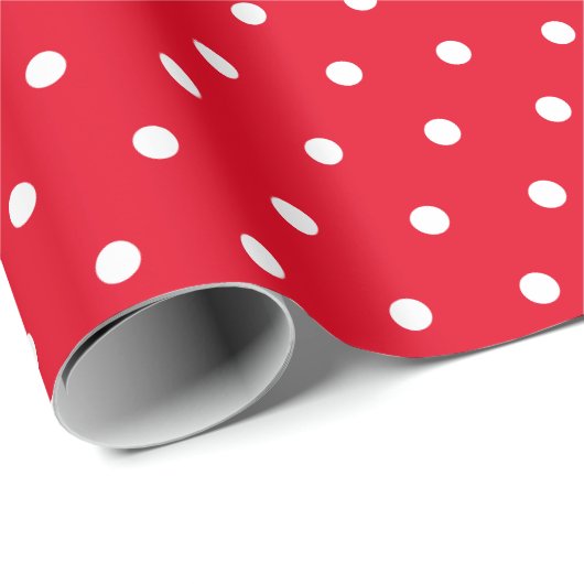 Red & White Small Polka Dot Party Weihnachtsgesche Geschenkpapier (Rolleneckpunkt)