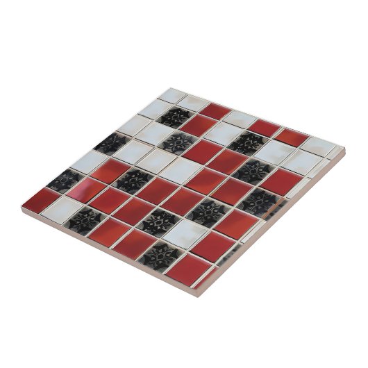 Red White Small Tile Pattern Fliese (Seite)