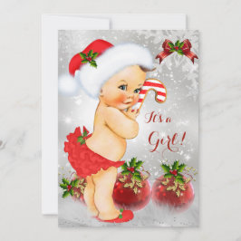 Red White Snow Green Christmas Baby Shower Girl Einladung