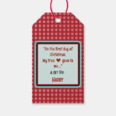 Red White Snowflags Skriptname Name Geschenkanhänger (Vorderseite)