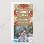 Red White Snowflags Weihnachtskunstpapier Feiertagskarte (Vorne/Hinten)