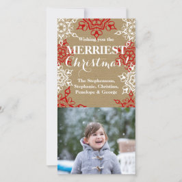 Red White Snowflags Weihnachtskunstpapier Feiertagskarte