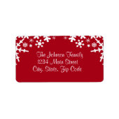 Red & White Snowflake-Adressetikett, benutzerdefin Adressaufkleber (Vorne)