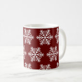 Red White Snowflake Christmas Pattern Coffee Mug  Kaffeetasse (VorderseiteRechts)