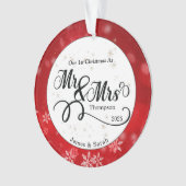 Red White Snowflake Erste Weihnachten Neu Ornament (Vorderseite)