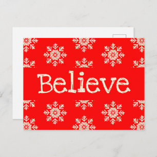 Red White Snowflake glauben Weihnachten Postkarte