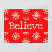 Red White Snowflake glauben Weihnachten Postkarte (Vorderseite)